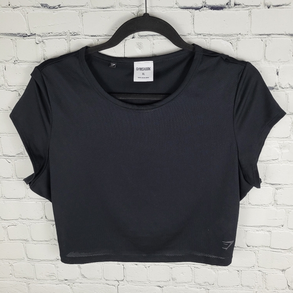 GYMSHARK | cap sleeve crop crewneck workout gym top - Picture 1 of 5